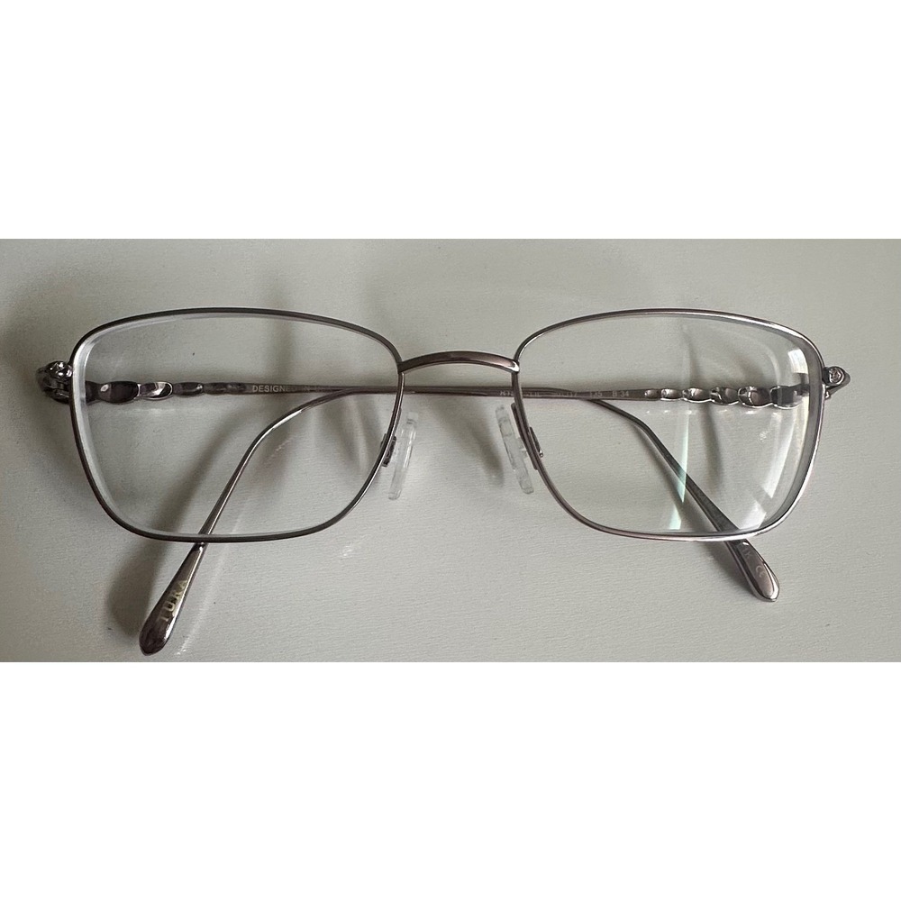 Tura Titanium Eyeglasses‎ Frames Purple Pink Rhinestone Rectangular 50-17-135